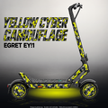 YADEA ELITEPRIME SKIN | YELLOW CYBER CAMOUFLAGE – Designvisualisierung im Studio-Look mit Licht in der Skinfarbe; Scooter nicht enthalten, Beleuchtung separat erhältlich