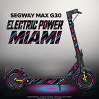 SEGWAY MAX G30 SKIN | ELECTRIC POWER MIAMI – Designvisualisierung mit Licht in der Skinfarbe; Scooter nicht enthalten, Beleuchtung separat erhältlich