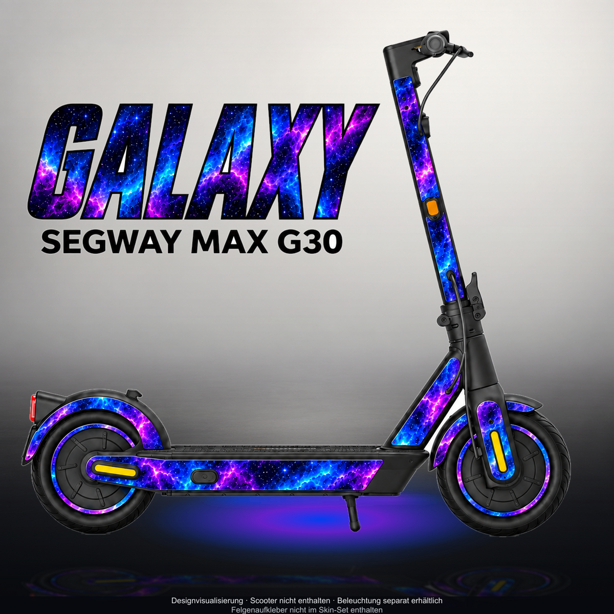 SEGWAY MAX G30 SKIN | GALAXY – Designvisualisierung mit Licht in der Skinfarbe; Scooter nicht enthalten, Beleuchtung separat erhältlich