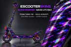 NAVEE UT5 MAX SKIN | GLITCH PHANTOM – Holo-Effekt simuliert; +24,99 EUR Aufpreis. Digitale Materialsimulation, keine physische Druckprobe. Nur Body-Skin; Trittbrett und Felgenaufkleber separat; Scooter nicht enthalten.