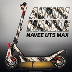 NAVEE UT5 MAX SKIN | AURUM MARBLE – Designvisualisierung im Studio-Look mit Licht in der Skinfarbe; Scooter nicht enthalten, Beleuchtung separat erhältlich