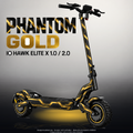 IO HAWK ELITE X 1.0 / 2.0 SKIN | PHANTOM GOLD – Designvisualisierung mit Licht in der Skinfarbe; Scooter nicht enthalten, Beleuchtung separat erhältlich