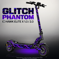 IO HAWK ELITE X 1.0 / 2.0 SKIN | GLITCH PHANTOM – Designvisualisierung mit Licht in der Skinfarbe; Scooter nicht enthalten, Beleuchtung separat erhältlich