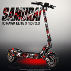 IO HAWK ELITE X 1.0 / 2.0 SKIN | SAMURAI – Designvisualisierung mit Licht in der Skinfarbe; Scooter nicht enthalten, Beleuchtung separat erhältlich