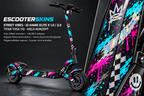 IO HAWK ELITE X 1.0 / 2.0 SKIN | STREET VIBES – Holo-Effekt simuliert; +24,99 EUR Aufpreis. Digitale Materialsimulation, keine physische Druckprobe. Nur Body-Skin; Scooter und Felgenaufkleber nicht enthalten.
