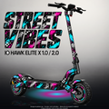 IO HAWK ELITE X 1.0 / 2.0 SKIN | STREET VIBES – Designvisualisierung mit Licht in der Skinfarbe; Scooter nicht enthalten, Beleuchtung separat erhältlich