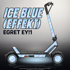 EGRET EY!1 SKIN | ICE BLUE (EFFEKT) – Designvisualisierung mit Licht in der Skinfarbe; Scooter nicht enthalten, Beleuchtung separat erhältlich