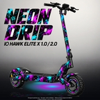 IO HAWK ELITE X 1.0 / 2.0 SKIN | NEON DRIP – Designvisualisierung mit Licht in der Skinfarbe; Scooter nicht enthalten, Beleuchtung separat erhältlich