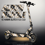 IO HAWK ELITE X 1.0 / 2.0 SKIN | AURUM MARBLE – Designvisualisierung mit Licht in der Skinfarbe; Scooter nicht enthalten, Beleuchtung separat erhältlich