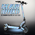 IO HAWK ELITE X 1.0 / 2.0 SKIN | ICE BLUE (EFFEKT) – Designvisualisierung mit Licht in der Skinfarbe; Scooter nicht enthalten, Beleuchtung separat erhältlich