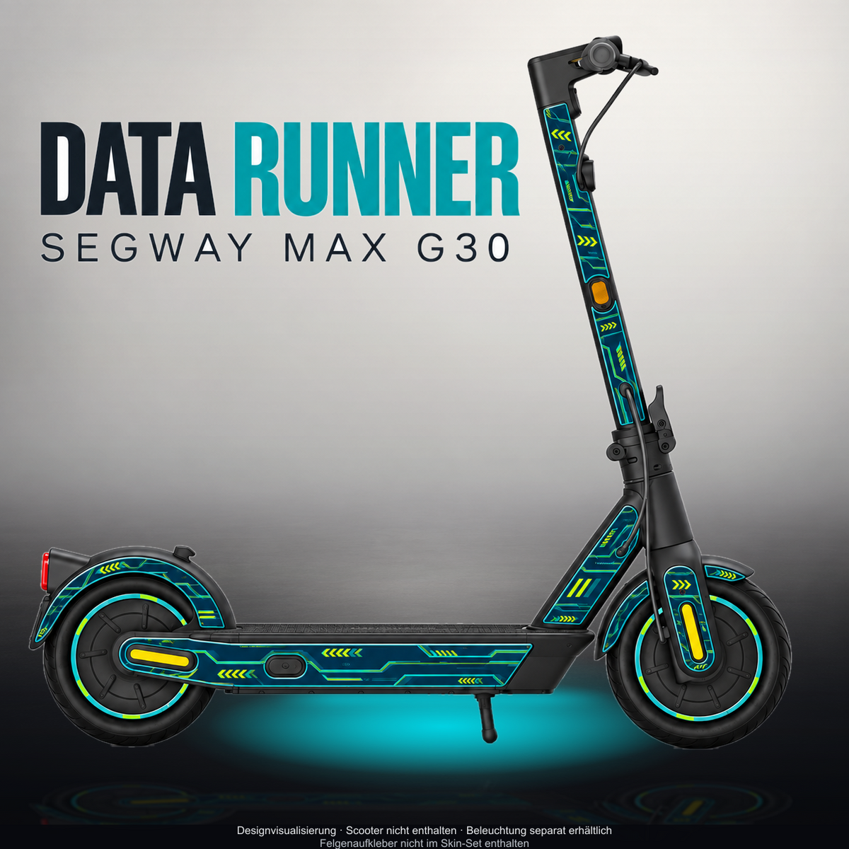 SEGWAY MAX G30 SKIN | DATA RUNNER – Designvisualisierung mit Licht in der Skinfarbe; Scooter nicht enthalten, Beleuchtung separat erhältlich