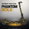 SEGWAY MAX G30 SKIN | PHANTOM GOLD – Designvisualisierung im Studio-Look mit Licht in der Skinfarbe; Scooter nicht enthalten, Beleuchtung separat erhältlich