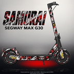 SEGWAY MAX G30 SKIN | SAMURAI – Designvisualisierung im Studio-Look mit Licht in der Skinfarbe; Scooter nicht enthalten, Beleuchtung separat erhältlich
