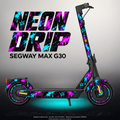 SEGWAY MAX G30 SKIN | NEON DRIP – Designvisualisierung im Studio-Look mit Licht in der Skinfarbe; Scooter nicht enthalten, Beleuchtung separat erhältlich