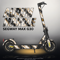 SEGWAY MAX G30 SKIN | AURUM MARBLE – Designvisualisierung im Studio-Look mit Licht in der Skinfarbe; Scooter nicht enthalten, Beleuchtung separat erhältlich