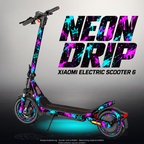 XIAOMI ELECTRIC SCOOTER 6 SKIN | NEON DRIP – Designvisualisierung im Studio-Look mit Licht in der Skinfarbe; Scooter nicht enthalten, Beleuchtung separat erhältlich