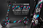 IO HAWK LEGACY SKIN | STREET VIBES – Holo-Effekt simuliert; +24,99 EUR Aufpreis. Digitale Materialsimulation, keine physische Druckprobe. Nur Body-Skin; Scooter und Felgenaufkleber nicht enthalten.