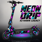 IO HAWK LEGACY SKIN | NEON DRIP – Designvisualisierung mit Licht in der Skinfarbe; Scooter nicht enthalten, Beleuchtung separat erhältlich