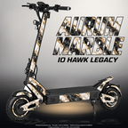IO HAWK LEGACY SKIN | AURUM MARBLE – Designvisualisierung mit Licht in der Skinfarbe; Scooter nicht enthalten, Beleuchtung separat erhältlich