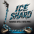 NAVEE ST3 / ST3 PRO SKIN | ICE SHARD – Designvisualisierung mit Licht in der Skinfarbe; Scooter nicht enthalten, Beleuchtung separat erhältlich