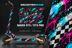 NAVEE ST3 / ST3 PRO SKIN | STREET VIBES – Holo-Effekt simuliert; +24,99 EUR Aufpreis. Digitale Materialsimulation, keine physische Druckprobe. Nur Body-Skin; Trittbrett und Felgenaufkleber separat; Scooter nicht enthalten.