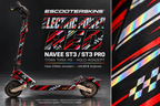 NAVEE ST3 / ST3 PRO SKIN | ELECTRIC POWER RED – Holo-Effekt simuliert; +24,99 EUR Aufpreis. Digitale Materialsimulation, keine physische Druckprobe. Nur Body-Skin; Trittbrett und Felgenaufkleber separat; Scooter nicht enthalten.