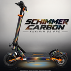 KUKIRIN G2 PRO SKIN | SCHIMMER CARBON – Designvisualisierung im Studio-Look mit Licht in der Skinfarbe; Scooter nicht enthalten, Beleuchtung separat erhältlich