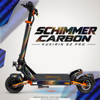 KUKIRIN G2 PRO SKIN | SCHIMMER CARBON – Designvisualisierung mit farblich passendem Lichtschein. Scooter nicht enthalten; Beleuchtung separat erhältlich.