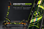 KUKIRIN G2 PRO SKIN | LIME RUSH – Holo-Effekt simuliert; +24,99 EUR Aufpreis. Digitale Materialsimulation, keine physische Druckprobe. Nur Body-Skin; Scooter und Felgenaufkleber nicht enthalten.