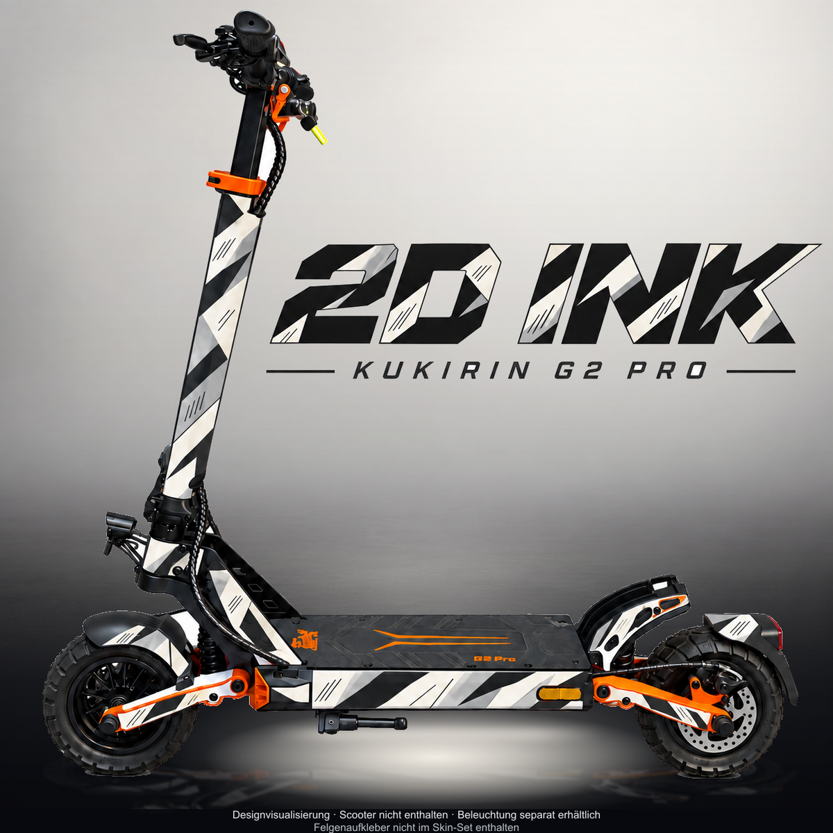 KUKIRIN G2 PRO SKIN | 2D INK – Designvisualisierung mit Licht in der Skinfarbe; Scooter nicht enthalten, Beleuchtung separat erhältlich