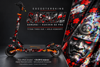 KUKIRIN G2 PRO SKIN | SAMURAI – Holo-Effekt simuliert; +24,99 EUR Aufpreis. Digitale Materialsimulation, keine physische Druckprobe. Nur Body-Skin; Trittbrett und Felgenaufkleber separat; Scooter nicht enthalten.