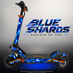 KUKIRIN G2 PRO SKIN | BLUE SHARDS – Designvisualisierung mit Licht in der Skinfarbe; Scooter nicht enthalten, Beleuchtung separat erhältlich