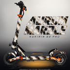 KUKIRIN G2 PRO SKIN | AURUM MARBLE – Designvisualisierung im Studio-Look mit Licht in der Skinfarbe; Scooter nicht enthalten, Beleuchtung separat erhältlich
