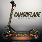 KUKIRIN G2 PRO SKIN | CAMOUFLAGE FLECKTARN – Designvisualisierung im Studio-Look mit Licht in der Skinfarbe; Scooter nicht enthalten, Beleuchtung separat erhältlich