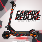 KUKIRIN G2 PRO SKIN | CARBON REDLINE – Designvisualisierung mit farblich passendem Lichtschein. Scooter nicht enthalten; Beleuchtung separat erhältlich.