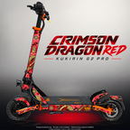 KUKIRIN G2 PRO SKIN | CRIMSON DRAGON RED – Designvisualisierung mit Licht in der Skinfarbe; Scooter nicht enthalten, Beleuchtung separat erhältlich