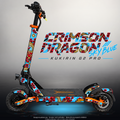 KUKIRIN G2 PRO SKIN | CRIMSON DRAGON SKY BLUE – Designvisualisierung mit Licht in der Skinfarbe; Scooter nicht enthalten, Beleuchtung separat erhältlich