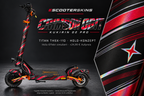 KUKIRIN G2 PRO SKIN | CRIMSON ORBIT – Holo-Effekt simuliert; +24,99 EUR Aufpreis. Digitale Materialsimulation, keine physische Druckprobe. Nur Body-Skin; Scooter und Felgenaufkleber nicht enthalten.