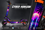 KUKIRIN G2 PRO SKIN | CYBER HORIZON – Holo-Effekt simuliert; +24,99 EUR Aufpreis. Digitale Materialsimulation, keine physische Druckprobe. Nur Body-Skin; Scooter und Felgenaufkleber nicht enthalten.