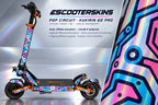 KUKIRIN G2 PRO SKIN | POP CIRCUIT – Holo-Effekt simuliert; +24,99 EUR Aufpreis. Digitale Materialsimulation, keine physische Druckprobe. Nur Body-Skin; Scooter und Felgenaufkleber nicht enthalten.