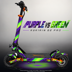 KUKIRIN G2 PRO SKIN | PURPLE VS GREEN – Designvisualisierung mit Licht in der Skinfarbe; Scooter nicht enthalten, Beleuchtung separat erhältlich