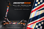 KUKIRIN G2 PRO SKIN | RALLY LINE – Holo-Effekt simuliert; +24,99 EUR Aufpreis. Digitale Materialsimulation, keine physische Druckprobe. Nur Body-Skin; Trittbrett und Felgenaufkleber separat; Scooter nicht enthalten.