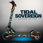 KUKIRIN G2 PRO SKIN | TIDAL SOVEREIGN – Designvisualisierung im Studio-Look mit Licht in der Skinfarbe; Scooter nicht enthalten, Beleuchtung separat erhältlich