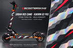 KUKIRIN G2 PRO SKIN | URBAN RED CAMO – Holo-Effekt simuliert; +24,99 EUR Aufpreis. Digitale Materialsimulation, keine physische Druckprobe. Nur Body-Skin; Trittbrett und Felgenaufkleber separat; Scooter nicht enthalten.