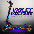 KUKIRIN G2 PRO SKIN | VIOLET VOLTAGE – Designvisualisierung im Studio-Look mit Licht in der Skinfarbe; Scooter nicht enthalten, Beleuchtung separat erhältlich