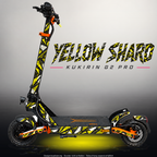 KUKIRIN G2 PRO SKIN | YELLOW SHARD – Designvisualisierung im Studio-Look mit Licht in der Skinfarbe; Scooter nicht enthalten, Beleuchtung separat erhältlich