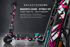 HITWAY H11 SKIN | MAGENTA CHAOS – Holo-Effekt simuliert; +24,99 EUR Aufpreis. Digitale Materialsimulation, keine physische Druckprobe. Nur Body-Skin; Scooter und Felgenaufkleber nicht enthalten.