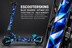 HITWAY H11 SKIN | BLUE SHARDS – Holo-Effekt simuliert; +24,99 EUR Aufpreis. Digitale Materialsimulation, keine physische Druckprobe. Nur Body-Skin; Scooter und Felgenaufkleber nicht enthalten.