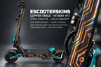 HITWAY H11 SKIN | COPPER TRACE – Holo-Effekt simuliert; +24,99 EUR Aufpreis. Digitale Materialsimulation, keine physische Druckprobe. Nur Body-Skin; Scooter und Felgenaufkleber nicht enthalten.