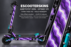 HITWAY H11 SKIN | AMETHYST VEIN – Holo-Effekt simuliert; +24,99 EUR Aufpreis. Digitale Materialsimulation, keine physische Druckprobe. Nur Body-Skin; Scooter und Felgenaufkleber nicht enthalten.
